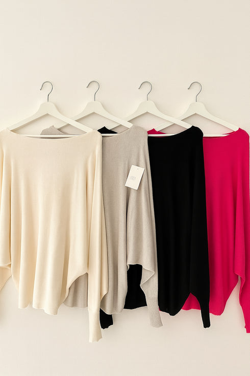 💫 Italian Soft Knit – Oversize Pullover mit Fledermausärmeln